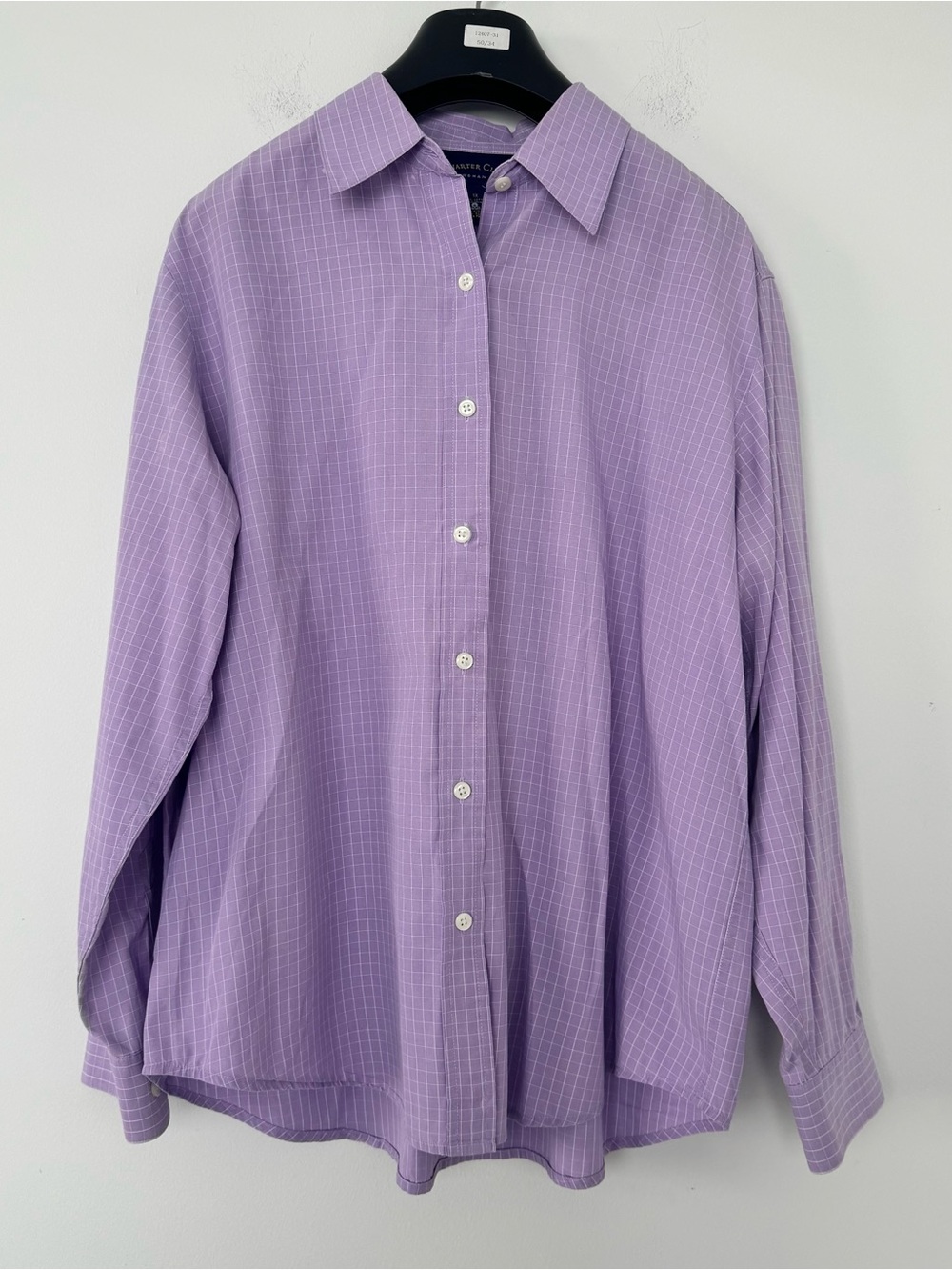 Charter Club Woman 1X Button Up Shirt Purple White Grid Check 100% Cotton